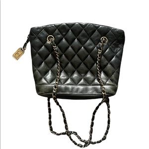 Chanel cambon vintage 31 rue quilted forest green lamb skin shoulder bag